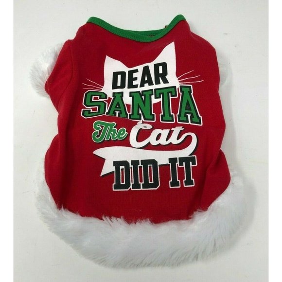 Simply Wag Other - Dog Costume Christmas Dear Santa The Cat Did It Red Size Small Novelty Funny Pet